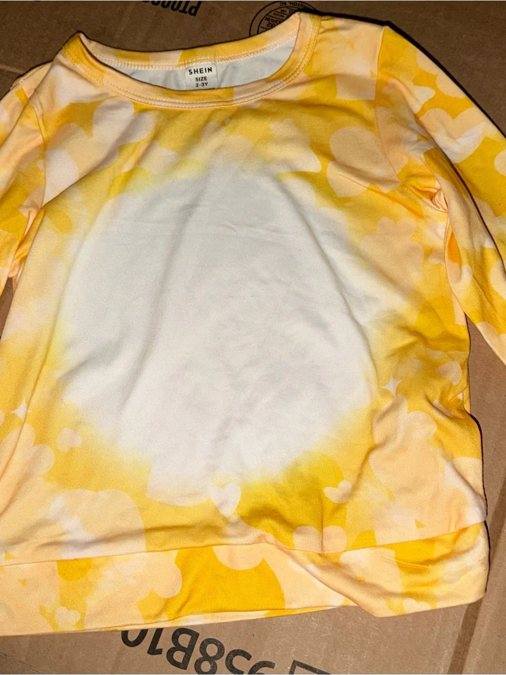 SHEIN Yellow Tie-Dye Sleeve Set with Black Pants